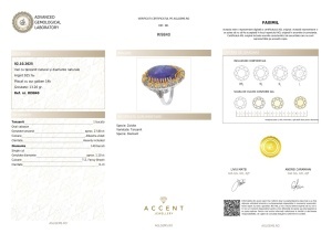 Certificat AGL GEMS Inel cu tanzanit si diamante naturale argint RI9840