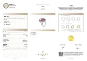 Certificat Gemologic Agl Inel din argint cu tanzanit natural, turmalină naturală și diamante naturale RI8900