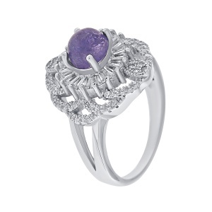 Inel din argint cu tanzanit și cubic zirconia