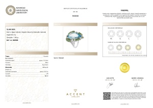 Certificat gemologic Agl Inel din argint cu topaz natural, diopsid natural și diamante naturale RI8909