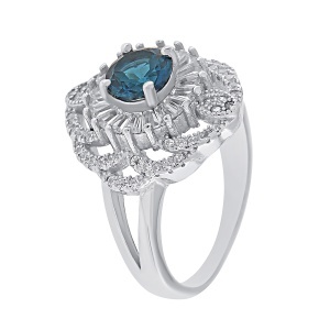 Inel din argint cu topaz și cubic zirconia
