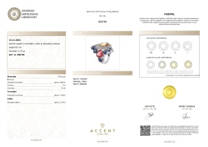 Certificat Gemologic Agl Inel din argint cu turmalină, safire și diamante naturale RI8794