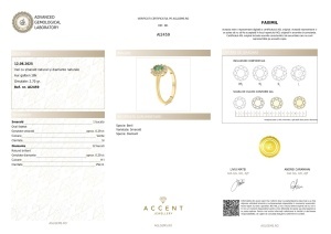 Certificat AGL GEMS Inel cu smarald natural si diamante naturale aur 18k AI2459