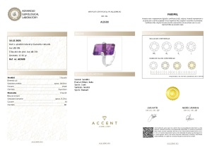 Certificat Gemologic Agl Inel din aur de 18k cu diamante naturale de 0.10 ct și ametist natural de 26.50 ct, SANALITRO AI2688