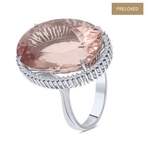 Inel din aur de 18k cu morganit natural de 30 ct și diamante naturale de 0.43 ct