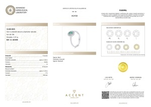 Certificat AGL GEMS Inel cu smarald si diamante naturale aur 18k