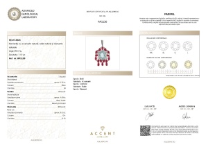 Certificat Gemologic Agl Pandantiv din argint cu acvamarin natural, rubin natural și diamante naturale RP1130