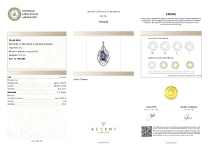 Certificat Gemologic Agl Pandantiv din argint cu Iolit natural și diamante naturale RP1029