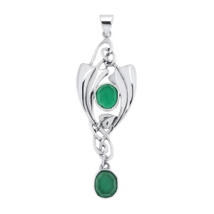 Pandantiv din argint cu onix verde