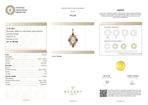 Certificat gemologic Agl Pandantiv din argint cu piatră de cuarț naturală, granat natural și diamante naturale RP1106