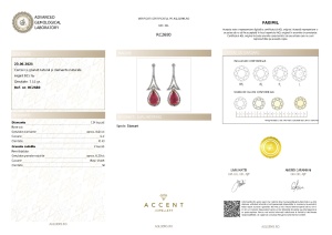 Certificat Gemologic Agl Cercei din argint cu granat natural și diamante naturale RC2680