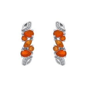 Cercei din argint cu opal și cubic zirconia