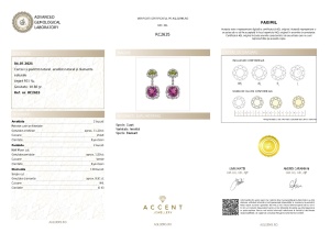 Certificat Gemologic Agl Cercei din argint cu peridot natural, ametist natural și diamante naturale RC2635