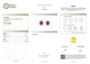 Certificat Gemologic Agl Cercei din argint cu rubin și diamante naturale RC2598