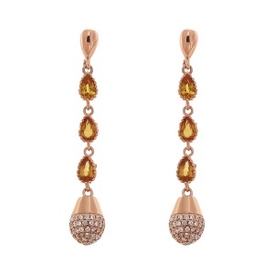 Cercei din argint cu safire și cubic zirconia