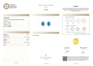 Certificat Gemologic Agl Cercei din argint cu turcoaze naturale și diamante naturale RC3206