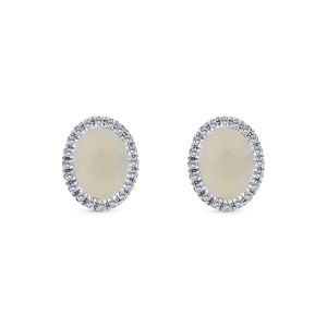 Cercei din aur de 18k cu opale naturale de 1.39 ct și diamante naturale de 0.17 ct