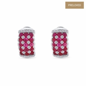 Cercei din aur de 18k cu rubine naturale de 6.50 ct și diamante naturale de 0.48 ct