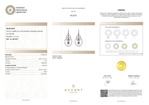 Certificat Gemologic Agl Cercei Suarez din aur de 18k cu pietre de cuarț naturale de 3.30 ct și diamante naturale de 3.42 ct AC1575