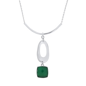 Colier din argint cu onix verde