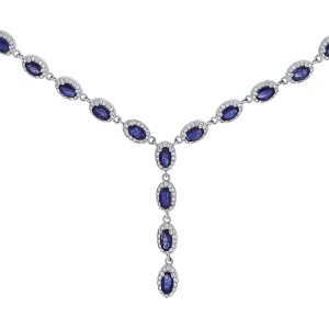 Colier din argint cu safire și cubic zirconia