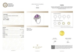 AGL GEMS Inel cu ametist si diamante naturale argint 925