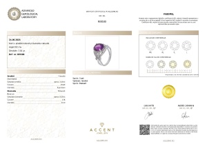 Certificat Gemologic Agl Inel din argint cu ametist natural și diamante naturale RI9500