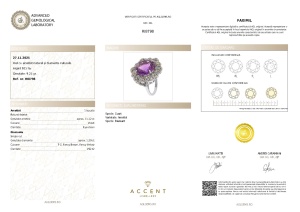 Certificat Gemologic Agl Inel din argint cu ametist natural și diamante naturale RI8798