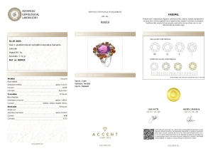 Certificat Gemologic Agl Inel din argint cu ametist natural, turmalină naturală și diamante naturale RI8919