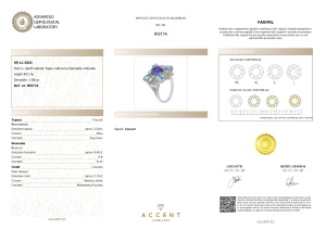 Certificat Gemologic Agl Inel din argint cu cianit natural, topaz natural și diamante naturale RI9774