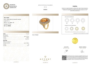 Certificat Gemologic Agl Inel din argint cu citrin natural și diamante naturale RI9854