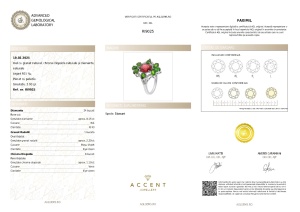 Certificat gemologic Agl Inel din argint cu granat, chrome diopsid și diamante naturale RI9025
