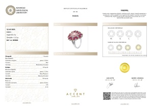 Certificat Gemologic Agl Inel din argint cu morganit natural, rubine naturale și diamante naturale RI9805