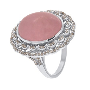 Inel din argint cu morganit natural și diamante naturale