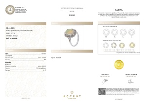 Certificat Gemologic Agl Inel din argint cu opal natural și diamante naturale RI9860