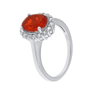 Inel din argint cu opal și cubic zirconia