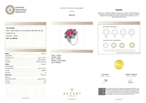 Certificat Gemologic Agl Inel din argint cu rubin natural, safire naturale și diamante naturale RI9743