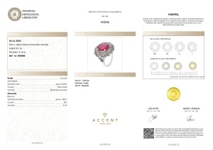 Certificat Gemologic Agl Inel din argint cu rubin natural și diamante naturale RI9806