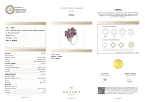 Certificat Gemologic Agl Inel din argint cu tanzanit natural, granat natural, diopsid chrome natural și diamante naturale RI9031