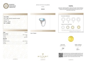 Certificat Gemologic Agl Inel din argint cu topaz natural și diamante naturale RI8945