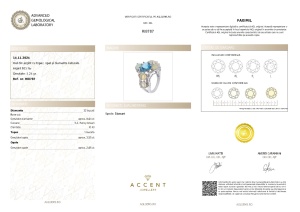 Certificat Gemologic Agl Inel din argint cu topaz, opal și diamante naturale RI8787