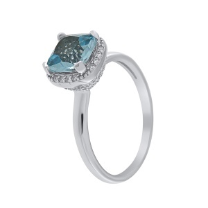 Inel din argint cu topaz și cubic zirconia