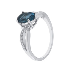 Inel din argint cu topaz și cubic zirconia
