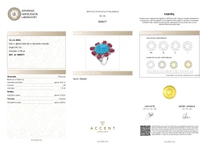 Certificat gemologic Agl Inel din argint cu turcoaz, rubin și diamante naturale RI8977