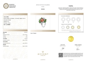 Certificat Gemologic Agl Inel din argint cu turmalină , acvamarin, diopsid crom și diamante naturale RI8994