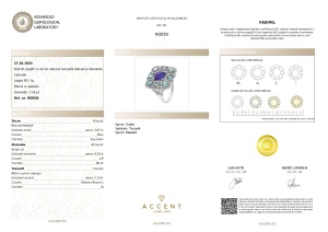 Certificat Gemologic Agl Inel din argint cu zircon, tanzanit și diamante naturale RI8850