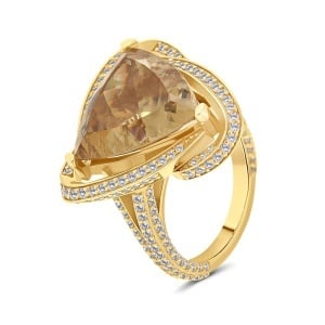 Inel din aur de 14k cu diamante naturale de 1.36 ct și zircon natural de 13.41 ct