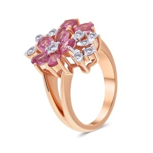 Inel din aur de 14k cu safire naturale de 1.79 ct și diamante naturale de 0.35 ct