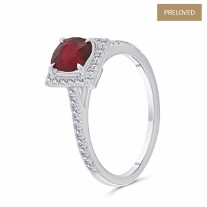 Inel din aur de 18k cu diamante naturale de 0.30 ct și rubin natural de 0.89 ct