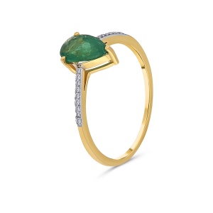 Inel din aur de 18k cu smarald natural de 0.66 ct și diamante naturale de 0.06 ct